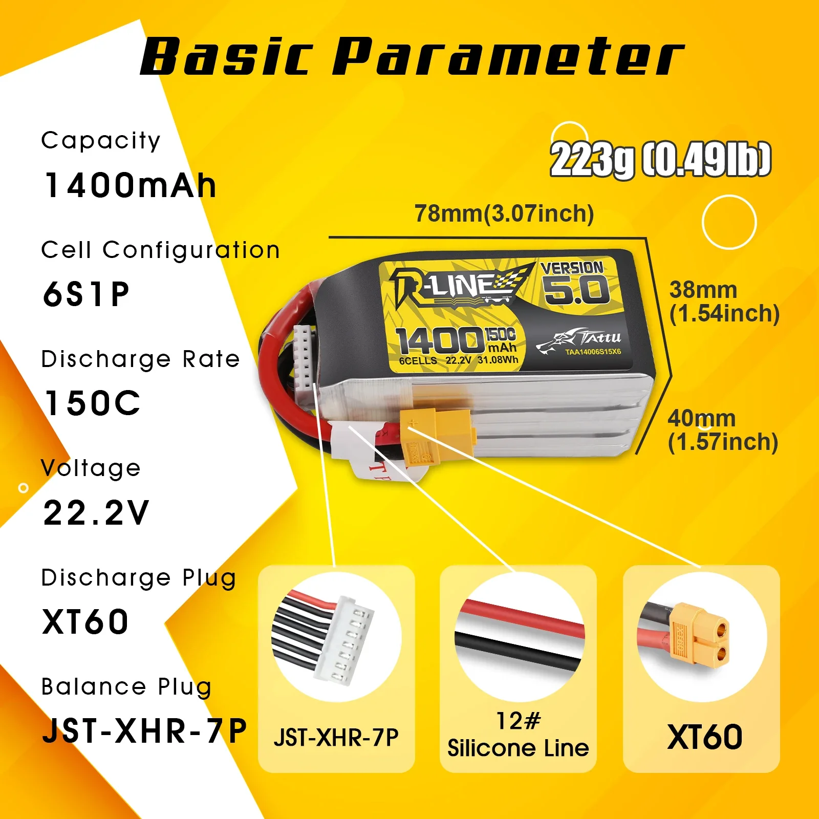 Tattu R-Line 1200mAh 1400mAh 6 - Drone Battery 6S 评论和价格