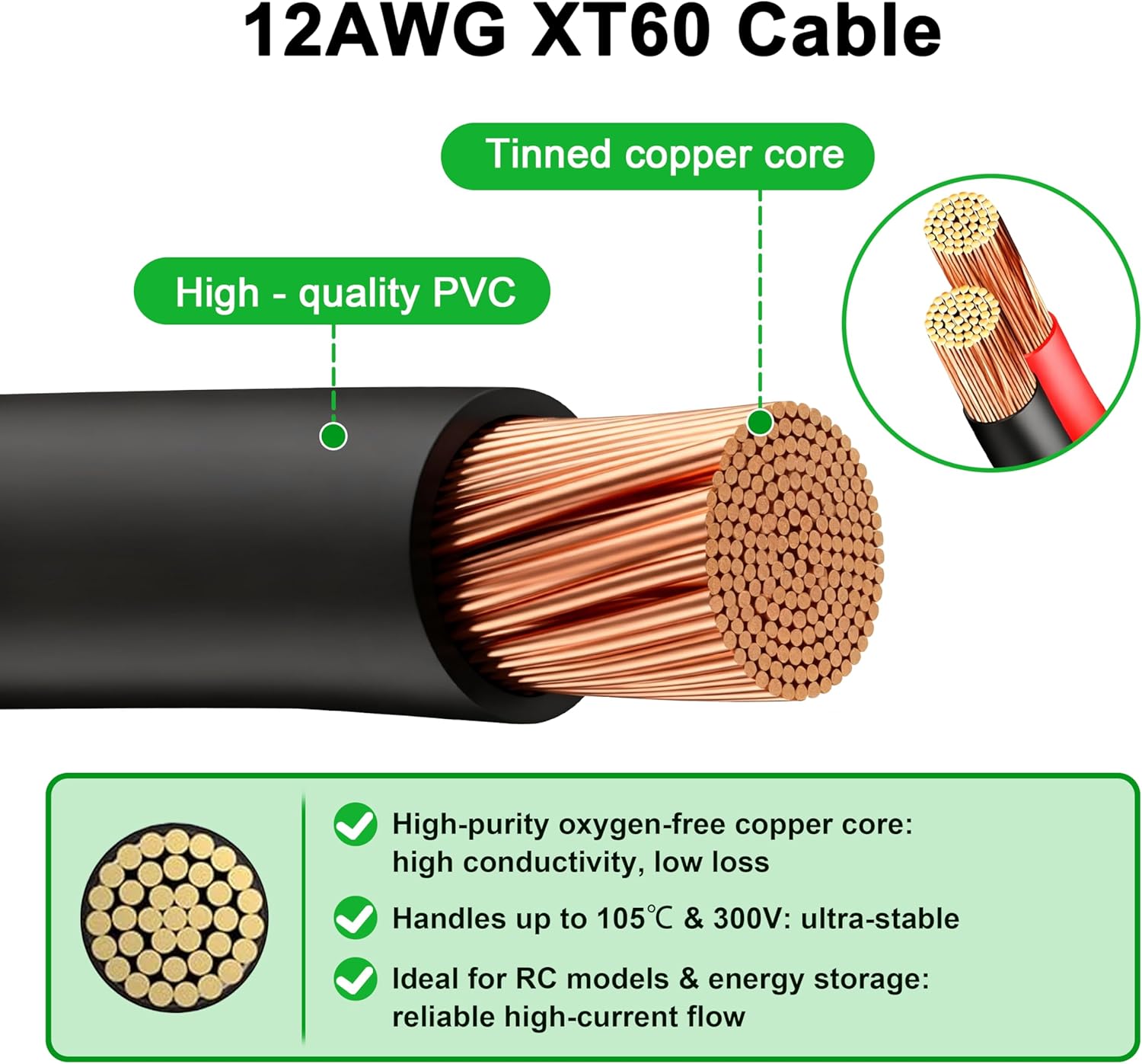 JMUYTOP 3FT 12AWG XT60 Panel M - Drone Battery Connector 评论和价格